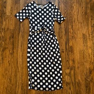 Black and white polka dot maternity dress